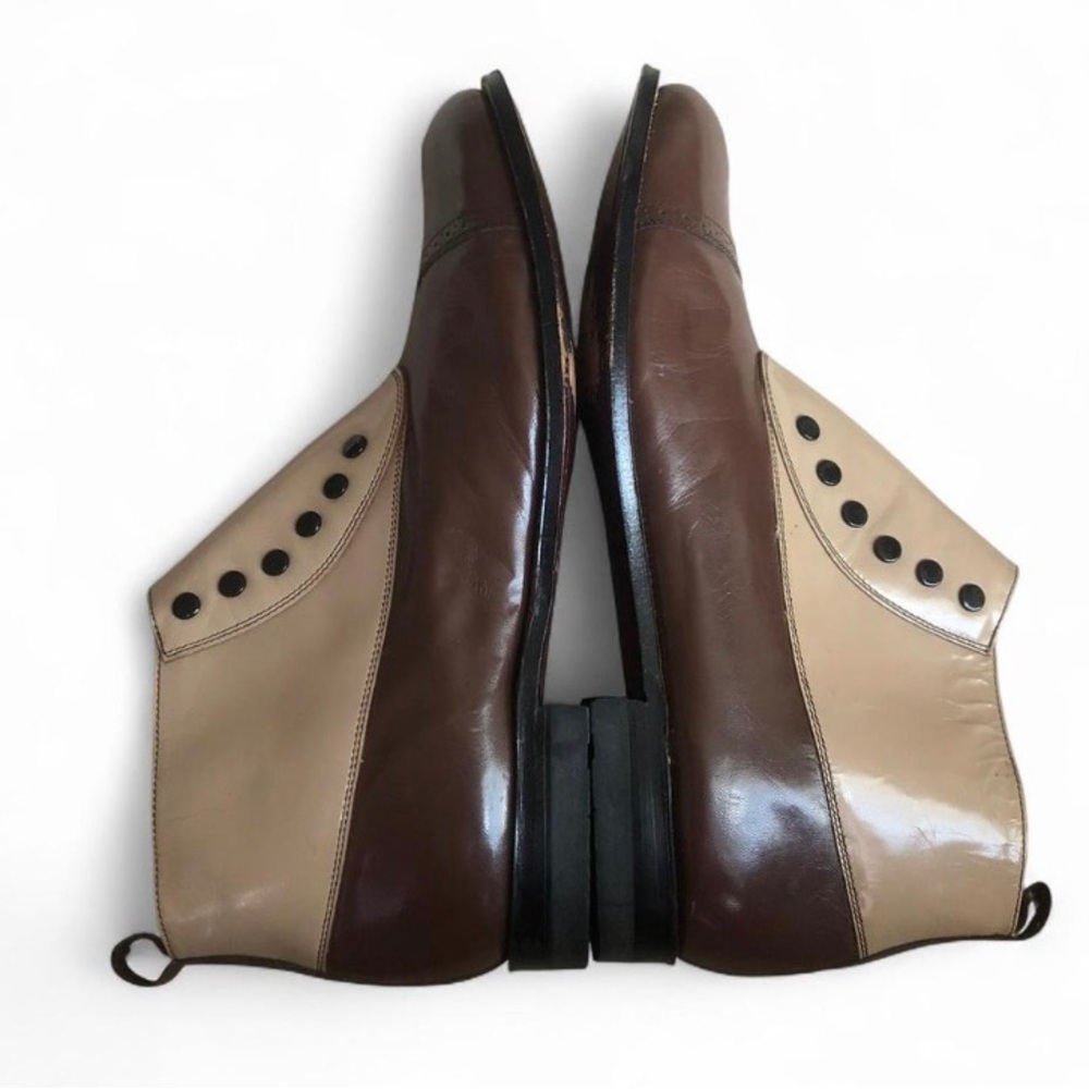 Stacy Adams Brown and Cream Leather Chelsea Boots - Picture 7 of 13